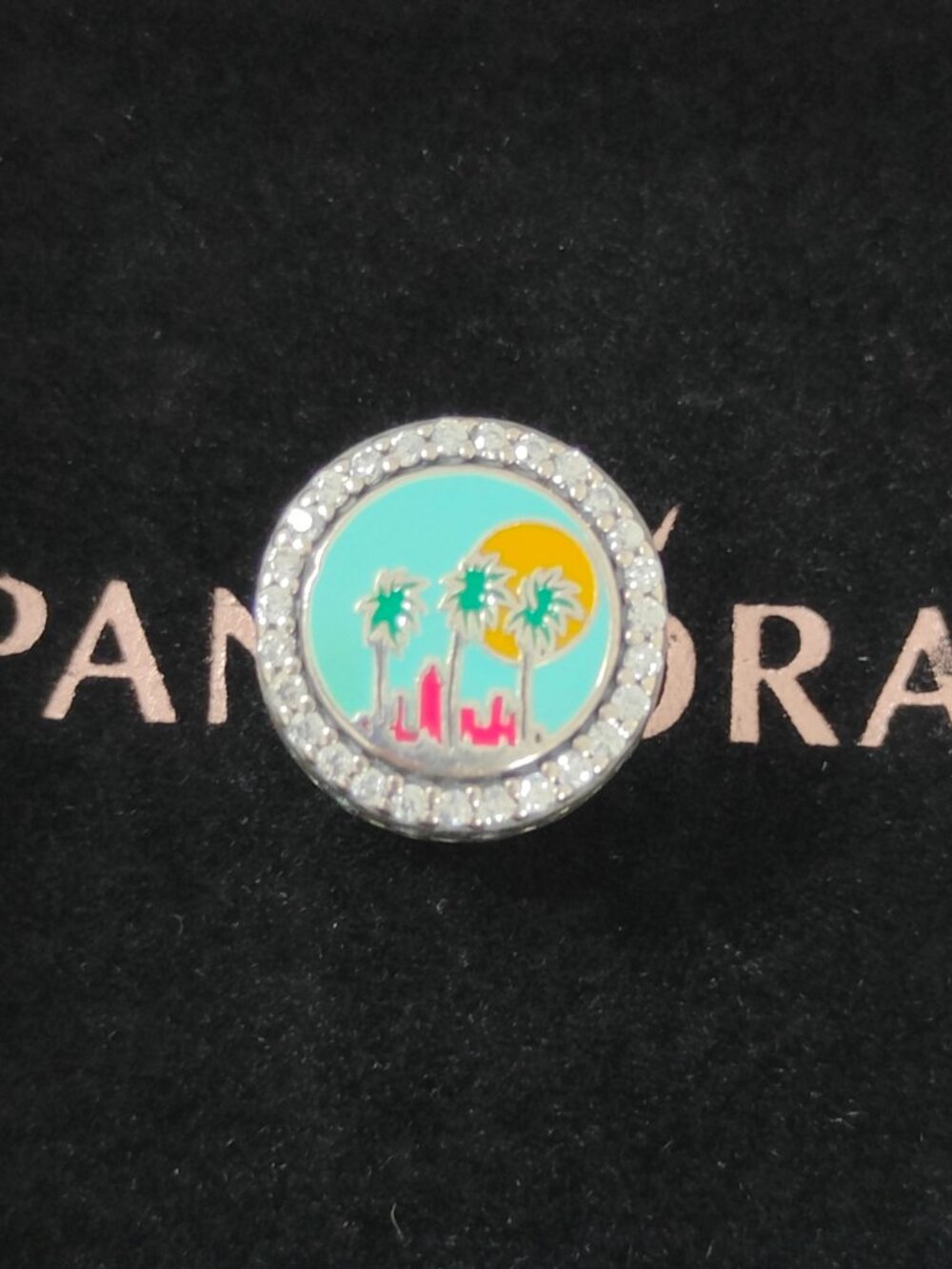 Pandora Miami Beach Bead Travel Charm Bracelet Pendant S925 Silver with box